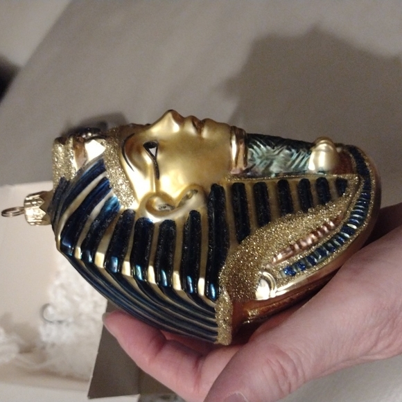 Tutankhamen 2 Kurt Adler Ornament Gold Glittered Pharaoh Polonaise Glass… - Picture 2 of 5